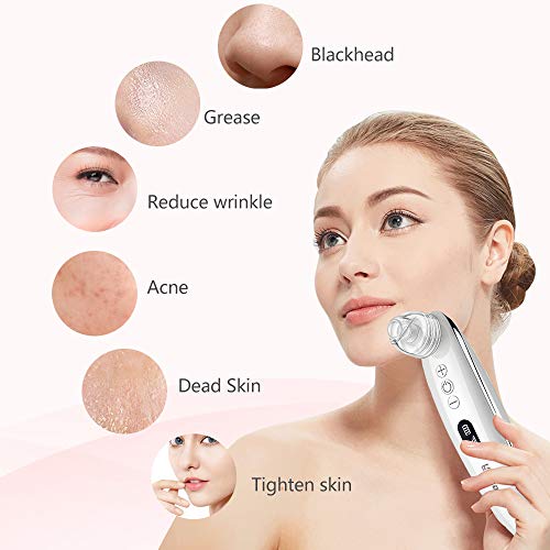 Limpiador de Poros,Extractor de Puntos Negros Eliminador De Espinillas y Acné Aspiradora Facial Limpiador Facial Electrico Succionador al vacio de Quita Puntos Negros y Espinillas Remover con 4 sondas