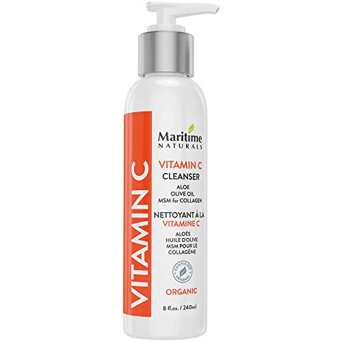 Limpiador de Vitamina C – Antienvejecimiento Lavado de Cara para Acné y Manchas, Reducir Arrugas y Manchas Oscuras con, Áloe, Aceite de oliva y MSM, Aumento del Colágeno (240 ml)
