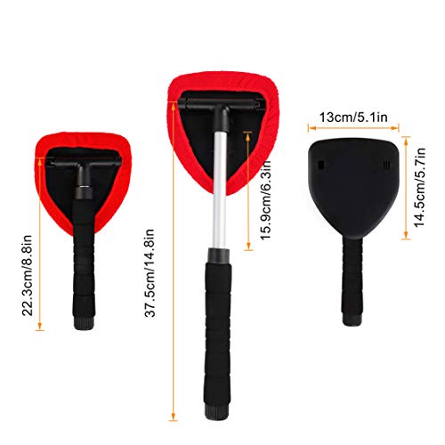 Limpiador Parabrisas Ventanas de Coche Cepillo Paño Lavable con Extensible con 180 Manija Giratoria,Mango Largo Herramienta de Limpieza de Cristales Incluye 2 almohadillas lavables