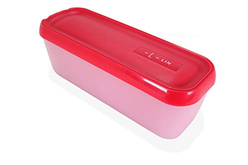 LIN Recipiente con Aislamiento para Conservar Helado con Tapa, 2 Piezas, Incluye Cuchara para Helado – Envase Rectangular Reutilizable Libre de BPA de 1,5L para Helado Casero, Sorbete o Yogur Helado