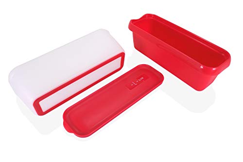 LIN Recipiente con Aislamiento para Conservar Helado con Tapa, 2 Piezas, Incluye Cuchara para Helado – Envase Rectangular Reutilizable Libre de BPA de 1,5L para Helado Casero, Sorbete o Yogur Helado