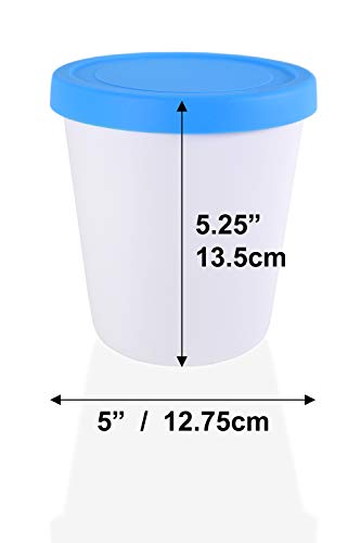 LIN Recipientes con Tapa para Conservar Helado Paquete de 4 Envases Redondos Reutilizables de Congelación de 1 Litros para Helado Casero, Sorbete, Yogur Helado o para Guardar Comida en General