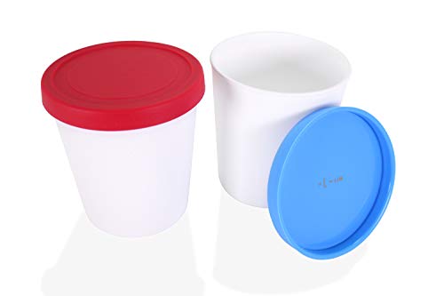 LIN Recipientes con Tapa para Conservar Helado Paquete de 4 Envases Redondos Reutilizables de Congelación de 1 Litros para Helado Casero, Sorbete, Yogur Helado o para Guardar Comida en General