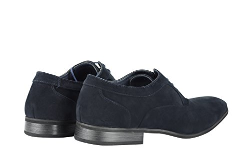 Línea de Piel de Ante y Charol Brillante Masculino Formal Oxford Encaje hasta los Zapatos de Estilo Italiano [815-1-NAVY-43]