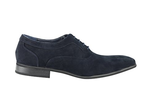 Línea de Piel de Ante y Charol Brillante Masculino Formal Oxford Encaje hasta los Zapatos de Estilo Italiano [815-1-NAVY-43]