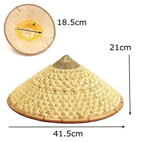 LINGJIE Straw Bamboo Coolie Vietnamita Japonesa Cono Sombrero para el Sol Jardín Granjero Pesca