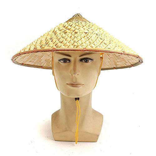 LINGJIE Straw Bamboo Coolie Vietnamita Japonesa Cono Sombrero para el Sol Jardín Granjero Pesca