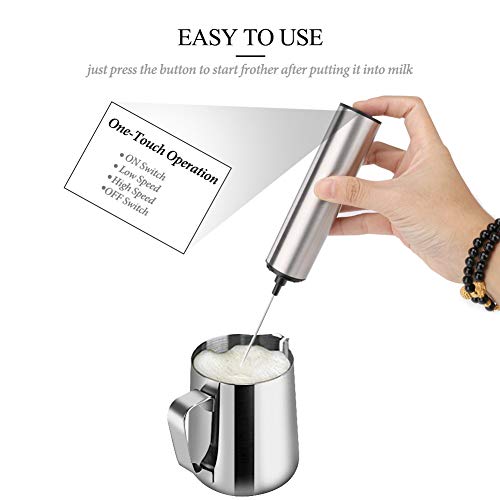 Linkax Espumador de Leche Eléctrico, USB Recargable Batidor de leche Eléctrico,vaporizador de leche,Acero Inoxidable Bubbler Leche para Latte, Capuchino, Huevo Batido