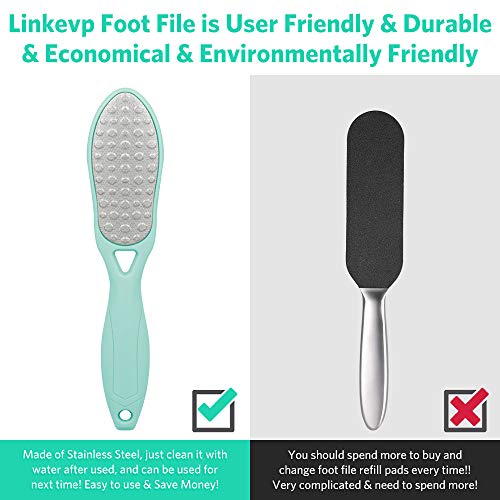 Linkevp Juego de limas de pie profesional 4 en 1 para pedicura de acero inoxidable para quitar la piel dura exfoliante de pies, kit de cuidado de pies para pies húmedos secos y agrietados para hombres