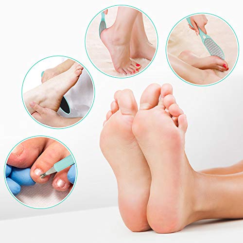 Linkevp Juego de limas de pie profesional 4 en 1 para pedicura de acero inoxidable para quitar la piel dura exfoliante de pies, kit de cuidado de pies para pies húmedos secos y agrietados para hombres