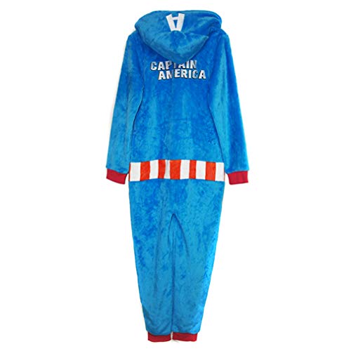 LINLIN Niño de Halloween Regalo Capitán América Pijamas súper Suave Cosplay Ropa de Dormir Polar Pijama Sombrero Juego Abrigo Ropa de Cama Infantil Fleece Todo-en-uno Sleepsuit, Kids /9~10year/140cm