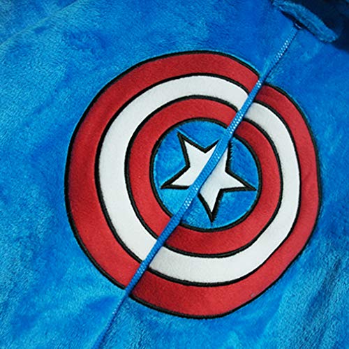 LINLIN Niño de Halloween Regalo Capitán América Pijamas súper Suave Cosplay Ropa de Dormir Polar Pijama Sombrero Juego Abrigo Ropa de Cama Infantil Fleece Todo-en-uno Sleepsuit, Kids /9~10year/140cm