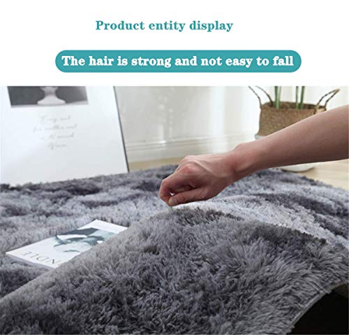 linyingdian Alfombra rectángulo Shaggy para Salón habitación de los Niños Dormitorio - Alfombra Antideslizante Muy Suave, Lavable, Tie-Dye, al Aire Libre Interior. (Gris Claro, 60×160cm)