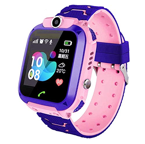 linyingdian Smartwatch Niños, Reloj Inteligente Niña IP67, LBS, Hacer Llamada, Chat de Voz, SOS, Modo de Clase, Cmara, Juegos, Regalo para Niños de 3-12 años, soporta 2G tarjetáas Micro SIM (Rosa)