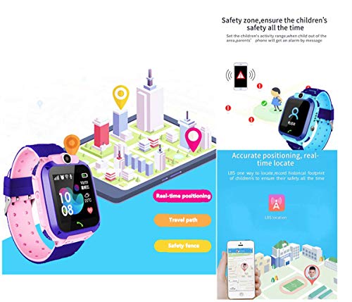 linyingdian Smartwatch Niños, Reloj Inteligente Niña IP67, LBS, Hacer Llamada, Chat de Voz, SOS, Modo de Clase, Cmara, Juegos, Regalo para Niños de 3-12 años, soporta 2G tarjetáas Micro SIM (Rosa)