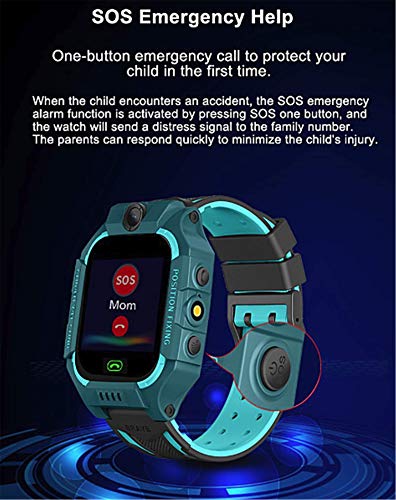 linyingdian Smartwatch Niños,Reloj Inteligente Niños con Flashlight, IP67 LBS SOS, Cámara, Smartwatch con Ranura para Tarjeta SIM, Regalo Niño Niña de 3-12 Años Compatible con iOS/Android (Verde)