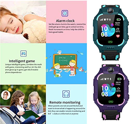 linyingdian Smartwatch Niños,Reloj Inteligente Niños con Flashlight, IP67 LBS SOS, Cámara, Smartwatch con Ranura para Tarjeta SIM, Regalo Niño Niña de 3-12 Años Compatible con iOS/Android (Verde)