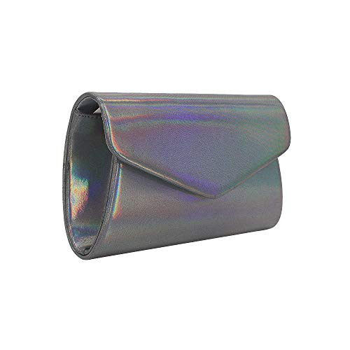 LinZX Bolso de Cuero de Las Mujeres de señora Girl Chaqueta de Las Mujeres Bolso de Noche láser Tarde,White,S