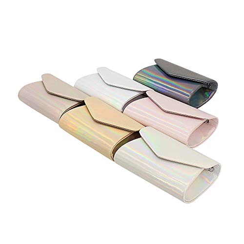 LinZX Bolso de Cuero de Las Mujeres de señora Girl Chaqueta de Las Mujeres Bolso de Noche láser Tarde,White,S