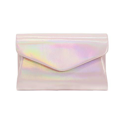 LinZX Bolso de Cuero de Las Mujeres de señora Girl Chaqueta de Las Mujeres Bolso de Noche láser Tarde,White,S