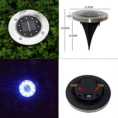 Liquidación! WATOPI - Luz solar para el suelo de jardín, 10 luces LED de color blanco, resistente al agua, para exteriores, para patio, césped, estanque, entrada, pasarelas, etc.