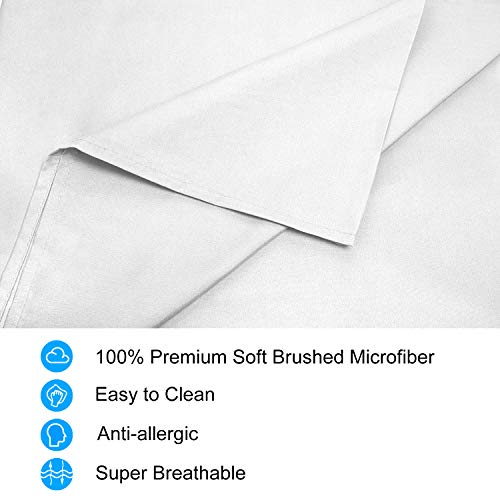 Lirex Juego Sabanas Cama, 4 Piezas Queen-Size Microfibra Cepillada Extra Suave Sabanas de Cama, Lavable a Máquina Sin Arrugas Transpirable - Blanco