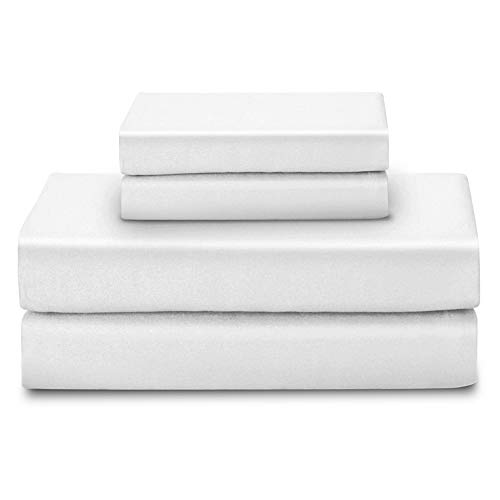 Lirex Juego Sabanas Cama, 4 Piezas Queen-Size Microfibra Cepillada Extra Suave Sabanas de Cama, Lavable a Máquina Sin Arrugas Transpirable - Blanco