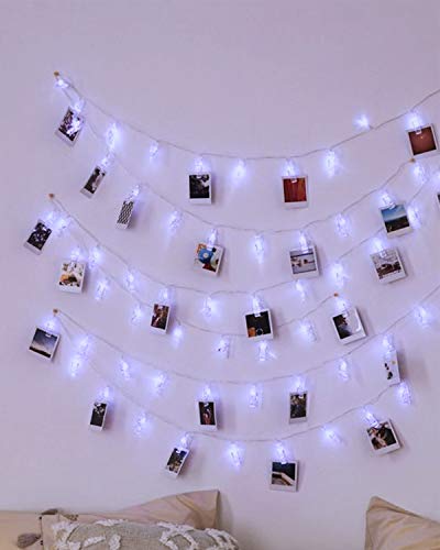 Litogo Clip Cadena de Luces LED, 10m 100 Led Colgar Fotos de Luces 60 Pinzas Para Fotos Fotoclips Guirnalda de Luces Pinzas con Luz para Colgar Fotos Por decoración, Habitaciones, Bodas,Cumpleaños