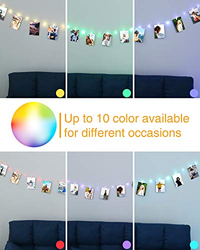 Litogo Clip Cadena de Luces LED, 10m 100 Led Colgar Fotos de Luces 60 Pinzas Para Fotos Fotoclips Guirnalda de Luces Pinzas con Luz para Colgar Fotos Por decoración, Habitaciones, Bodas,Cumpleaños
