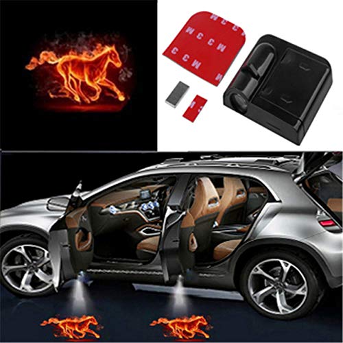 Liu xinling 2 Piezas/Porción Recepción del Coche De Luz Láser Proyector Luces De Decoración De Puerta De Coche Insignia De La Sombra De La Llama Caballo Chino Taiji Car Styling,For Horse b