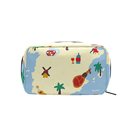 LIUBT Sangria España Mapa Cosméticos Bolsa de viaje Neceser Maquillaje Bolsa Multifunción Organizador para Mujeres