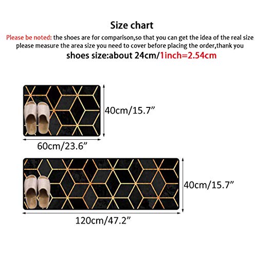 Liuzhou 2pcs Alfombras para Cocina Baño Antideslizantes, Alfombra de Pasillo Lavable, Alfombrilla de Cocina Decorativo, Tapete Absorción de Aceite y Agua 40x60cm y 40x120cm Negro