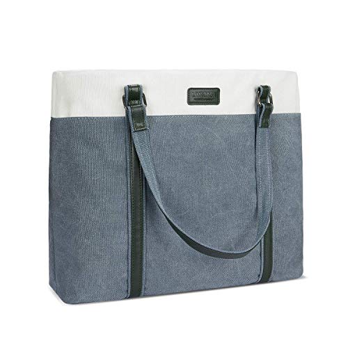 LIVACASA Bolso Tote para Ordenador Bandolera para Portátil Mujeres Hombres Funda para Portátil Computadora Bolsillo Exterior Macbook Air iPad Negocios Verde