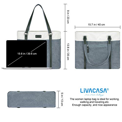 LIVACASA Bolso Tote para Ordenador Bandolera para Portátil Mujeres Hombres Funda para Portátil Computadora Bolsillo Exterior Macbook Air iPad Negocios Verde