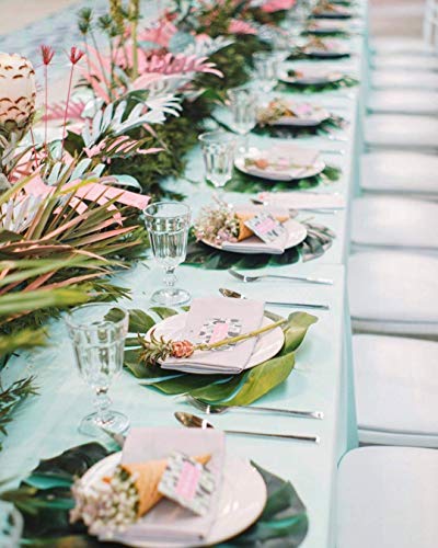 LIVACASA Hojas Artificiales Verdes Tropicales Hojas Palmera Artificial Grandes 36 Piezas Decoración de la Fiesta en Casa, para Bodas, Playa, Cumpleaños, Fiesta de Hawaii (Regalar Pegamento de Puntos)