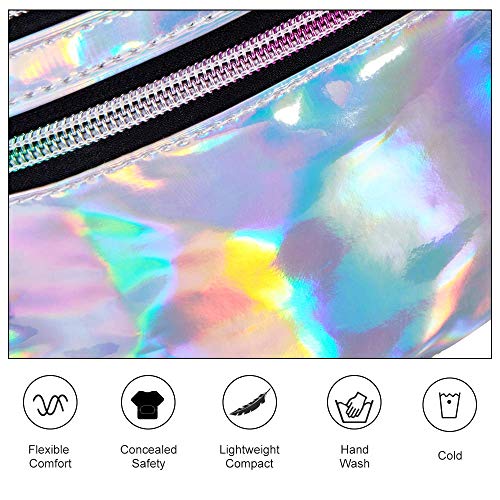 LIVACASA Riñoneras Mujeres Running Impermeables Riñoneras Deportivas de Marcha Running Bolsa de Cintura Bandorela Brillante para Correr Cicismo Paseo Unisex Plata