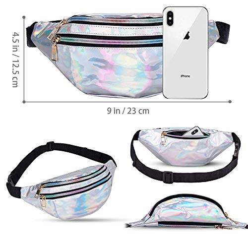 LIVACASA Riñoneras Mujeres Running Impermeables Riñoneras Deportivas de Marcha Running Bolsa de Cintura Bandorela Brillante para Correr Cicismo Paseo Unisex Plata