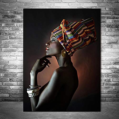 liwendi Hermosas Mujeres Negras Pinturas Al Óleo De Impresión En Lienzo Retrato De Arte De La Pared Africana Imprime Carteles E Impresiones De Pared Cuadros 60 * 80 Cm