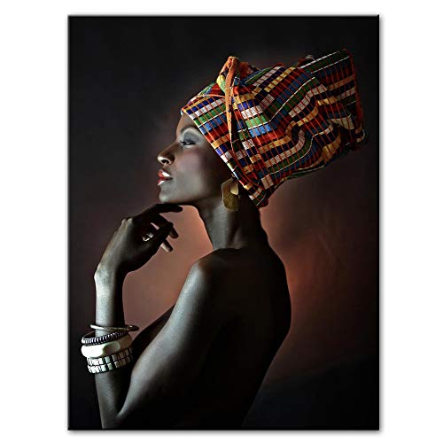 liwendi Hermosas Mujeres Negras Pinturas Al Óleo De Impresión En Lienzo Retrato De Arte De La Pared Africana Imprime Carteles E Impresiones De Pared Cuadros 60 * 80 Cm