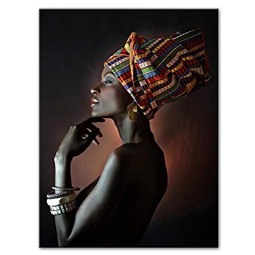liwendi Hermosas Mujeres Negras Pinturas Al Óleo De Impresión En Lienzo Retrato De Arte De La Pared Africana Imprime Carteles E Impresiones De Pared Cuadros 60 * 80 Cm