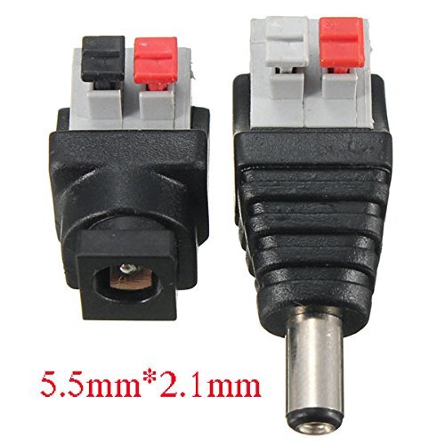 Liwinting 5 Masculinos y 5 Femenina de Conector DC Jack de Alimentación & Conector Sin Tornillos Conector de Cable Rápido 5,5 mm x 2,1 mm DC para Tiras LED de 12V / 24V, Cámara CCTV y Más