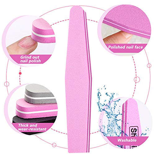 LJQ Manicura/pedicura, Cuidado de Las uñas, esmeril, pulidor de uñas de Doble Cara, tampones de uñas de Grano Lavable para Bricolaje casero para exfoliar, moler, pulir, etc. (5 Piezas)