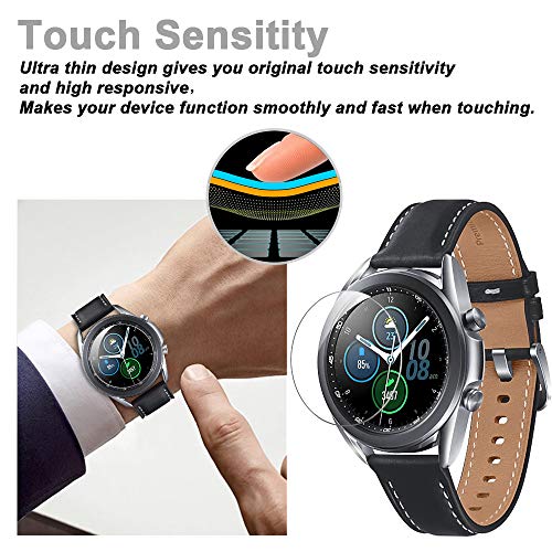 LϟK 3 Pack Protector de Pantalla para Samsung Galaxy Watch Series 3 (45mm), Cristal Vidrio Templado Premium [Dureza 9H] [Funda Compatible] [Anti-Arañazos] [Sin Burbujas] [Kit Fácil de Instalar]