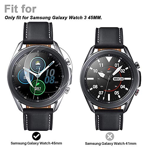 LϟK 3 Pack Protector de Pantalla para Samsung Galaxy Watch Series 3 (45mm), Cristal Vidrio Templado Premium [Dureza 9H] [Funda Compatible] [Anti-Arañazos] [Sin Burbujas] [Kit Fácil de Instalar]