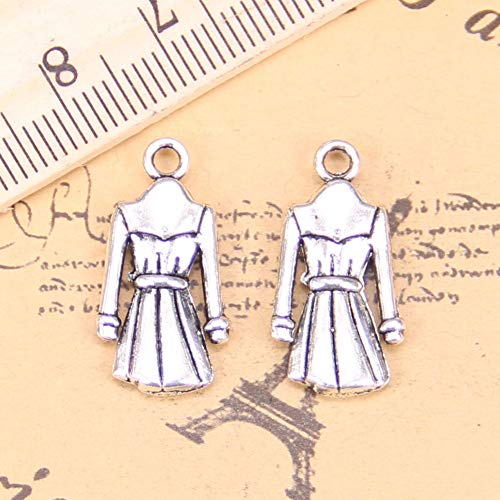 LKJHG 12pcs Charms Abrigo Gabardina 23x11mm Colgantes Antiguos, joyería de Plata, Bricolaje para Collar de Pulsera