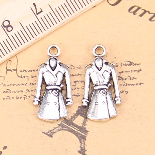 LKJHG 12pcs Charms Abrigo Gabardina 23x11mm Colgantes Antiguos, joyería de Plata, Bricolaje para Collar de Pulsera