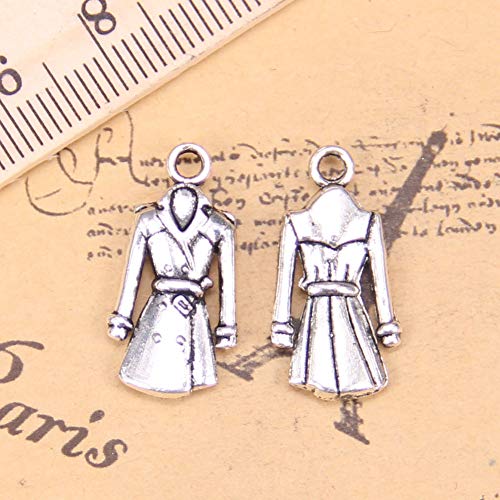 LKJHG 12pcs Charms Abrigo Gabardina 23x11mm Colgantes Antiguos, joyería de Plata, Bricolaje para Collar de Pulsera
