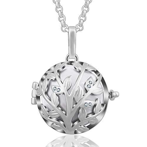 Llamador de ángeles Árbol de la Vida 24 mm, con Detalles de Cristal (Blanca)
