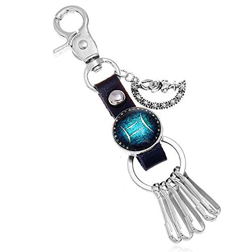 Llavero Mujer Piscis Tauro Virgo Llavero Cuero Aleación De Zinc Sagitario Llavero Signos del Zodiaco Llaveros Tauro