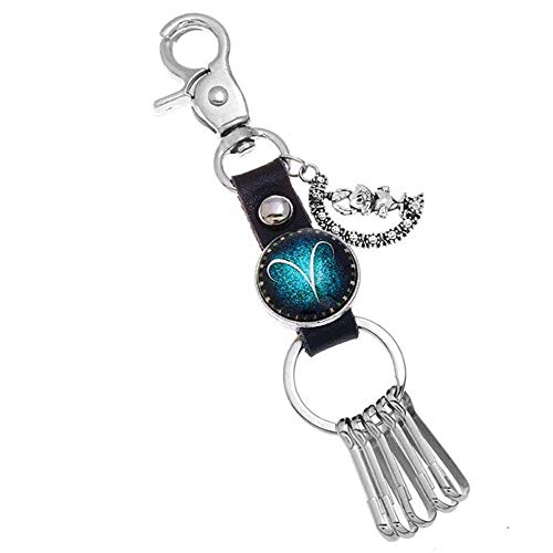 Llavero Mujer Piscis Tauro Virgo Llavero Cuero Aleación De Zinc Sagitario Llavero Signos del Zodiaco Llaveros Tauro